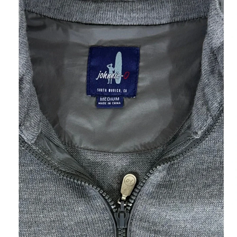 Johnnie O Hybrid 1/4 Zip Prep Performance Pullover Medium Gray Merino Blend READ